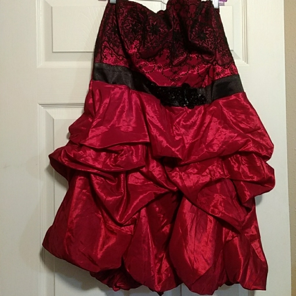 Red and back winter formal dress